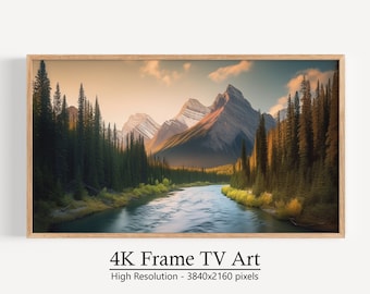 Samsung Frame TV Art Landscape, Mountain River Valley TV Frame Art, Digital Download, 4K Modern TV Art, Instant Download Digital Art