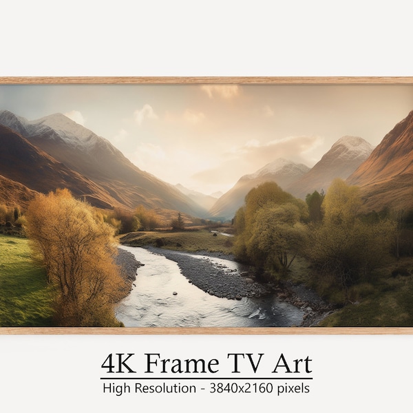 4K Samsung Frame TV Art Landscape, Mountain Scene Fall TV Frame Art Digital Download, Modern TV Art, Instant Download Digital Art