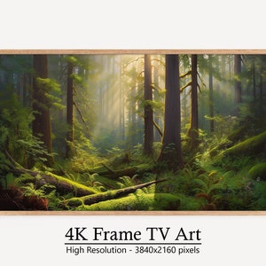 4K Samsung TV Frame Art Landscape, Lush Forest TV Frame Art, Digital Download, Modern TV Art, Instant Download Digital Art