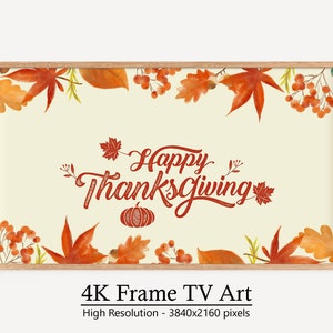 Fall Decor Samsung Frame TV Art, Happy Thanksgiving Sign Art, Instant TV Art