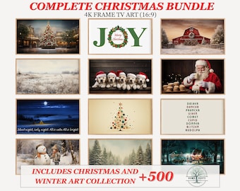 Christmas Samsung Frame TV Art Set, Winter Frame TV Art Bundle, Christmas Art, Winter Holiday Art for the Frame Tv, Frame TV Art Christmas