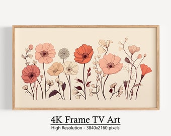 Artistic Minimal Lines, Floral Art for Samsung Frame, TV Modern Art