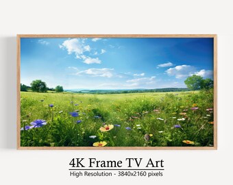 Samsung Frame TV Art Wildflower Meadow, Spring Flower Field TV Frame Art, Modern Frame TV Art, Instant Download Digital Art