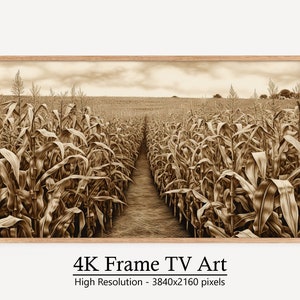 Samsung Frame TV Art Vintage, Corn Field TV Frame Art, Sepia Rustic Frame TV Art, Instant Download Digital Art
