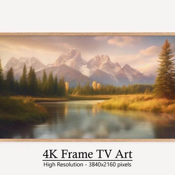 Samsung TV Frame Art Fall Landscape, Autumn Mountain Scene TV Frame Art, Modern TV Art, Digital Download