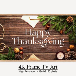 Samsung Frame TV Thanksgiving Art, Wood Background Sign Art, Thanksgiving Holiday Decor, Digital Download