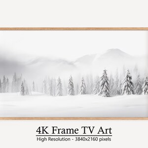Snow-Kissed Trees, Digital Artwork for Samsung Frame, Winter TV Theme