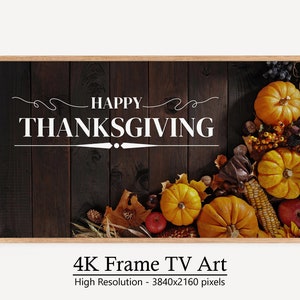 Samsung Frame TV Art, Happy Thanksgiving Art Decor, Instant TV Art