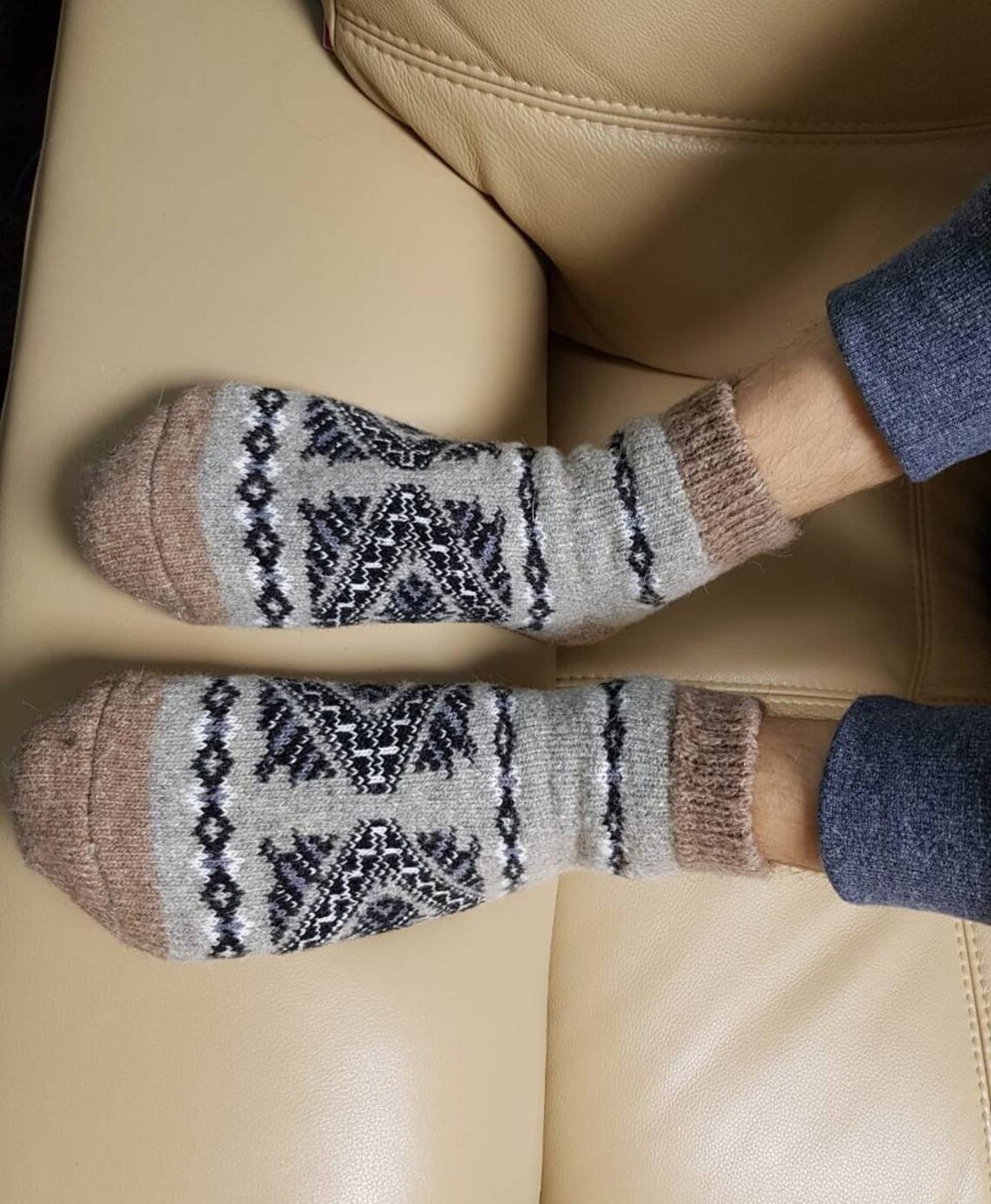 Wool knitted ankle socks men EU4245 merino wool Warm friendly Etsy