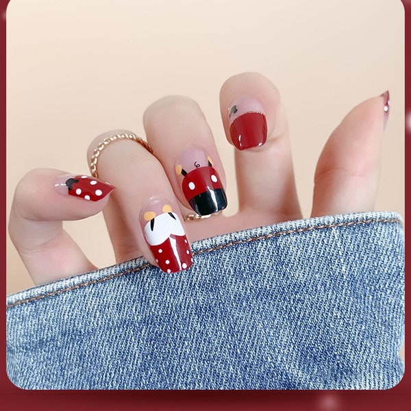 Luxury Mouse Nail Wraps - Red Nail Wraps - Red Mouse Nail Decals - Mouse Couple - Nail Stickers -Nail Strips