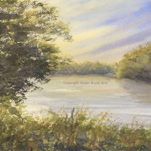 Lake Landscape 002 Original Watercolor Painting