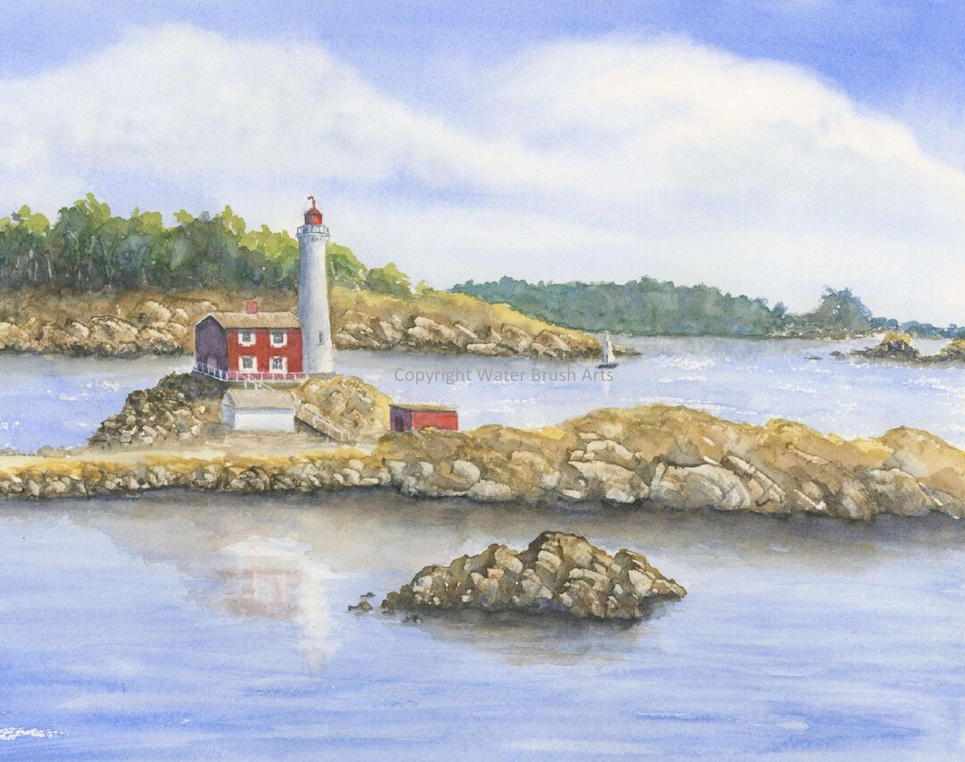 Fisgard Lighthouse 001 Watercolor Print - Etsy Österreich