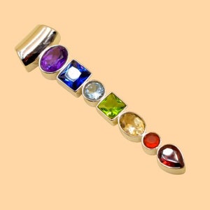 Chakra Pendant, 925 Sterling Silver Multi-Stone Pendant, Healing Jewelry, Minimalist Pendant, 7 Chakra Gemstone Pendant, Birthstone Pendant