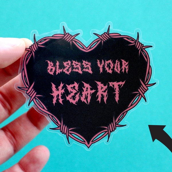 Heavy Metal Band Bless Your Heart Barbed Wire Black Vinyl Sticker