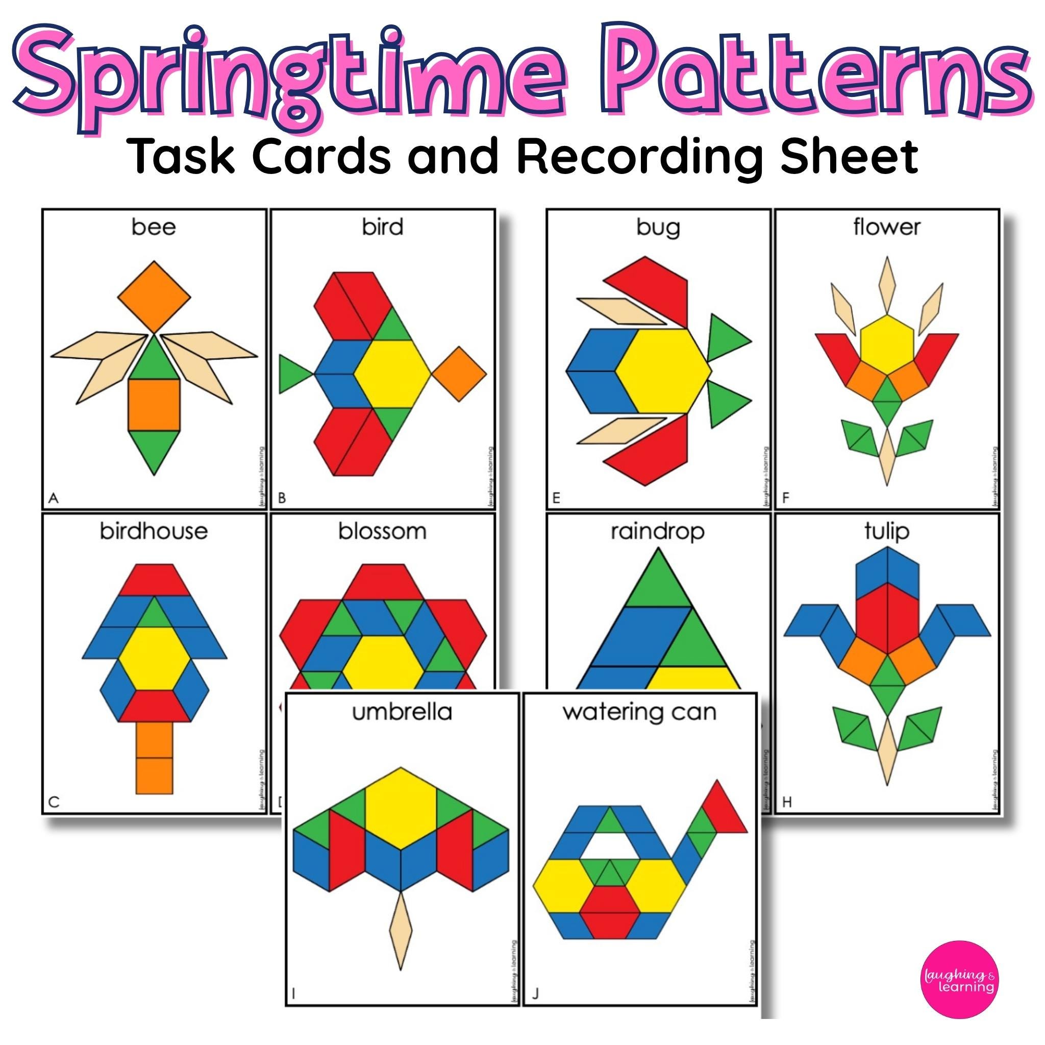 Spring Tangrams Art Spring Theme Pattern Blocks - Tangram Shapes Activity - Etsy