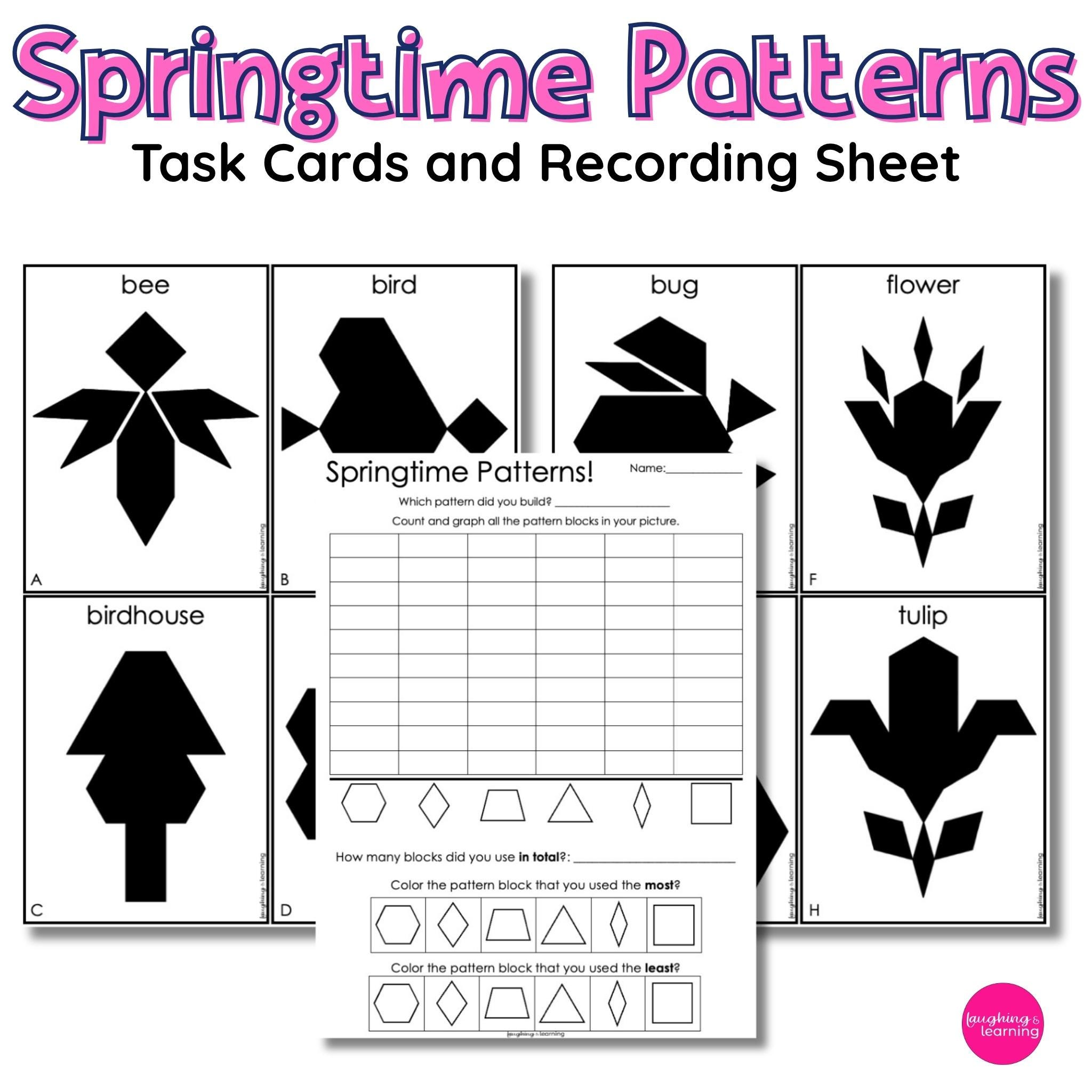 Spring Tangrams Art Spring Theme Pattern Blocks - Tangram Shapes Activity - Etsy