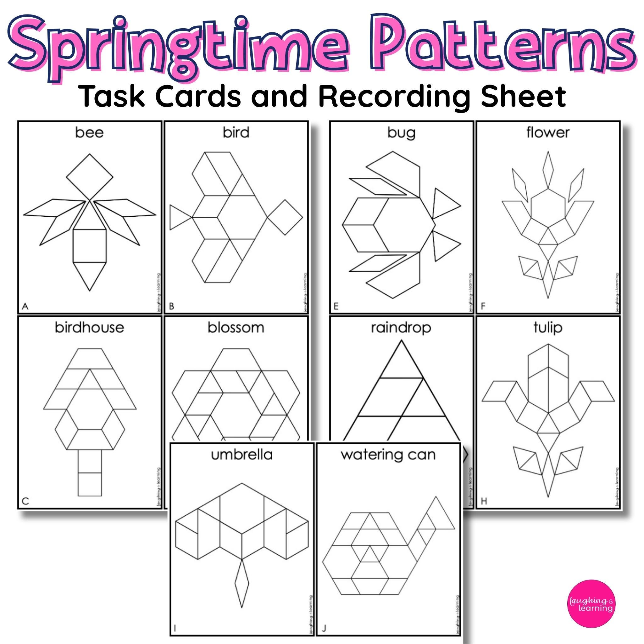 Spring Tangrams Art Spring Theme Pattern Blocks - Tangram Shapes Activity - Etsy