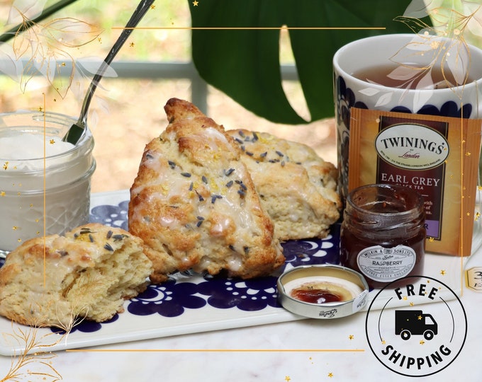 Deluxe DIY Lavender Lemon Scones Baking Kit with Book and Tea for Adults/Teens | Spring Mother's Day Gift Box