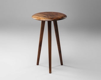 Round Walnut Side Table Walnut Drink Table Solid Walnut End Table Small Side Table Walnut Accent Table Modern Side Table Handmade