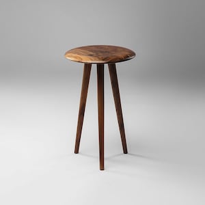 Round Walnut Side Table Walnut Drink Table Solid Walnut End Table Small Side Table Walnut Accent Table Modern Side Table Handmade