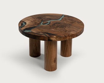 Coffee table epoxy coffee table resin coffee table walnut coffee table solid wood coffee table round coffee table unique coffee table