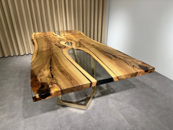 Walnut Epoxy Table, Epoxy Resin Table, Epoxy River Table, Table Top Epoxy,  Resin Table Top, Wood Resin Table, Resin Dining Table, Live Edge 