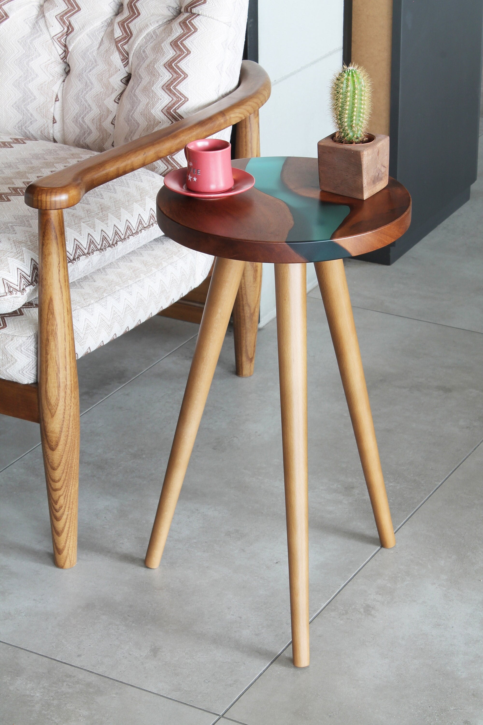 Drink table wood drink table modern drink table small side table for bedroom side table for living room side table walnut side table modern
