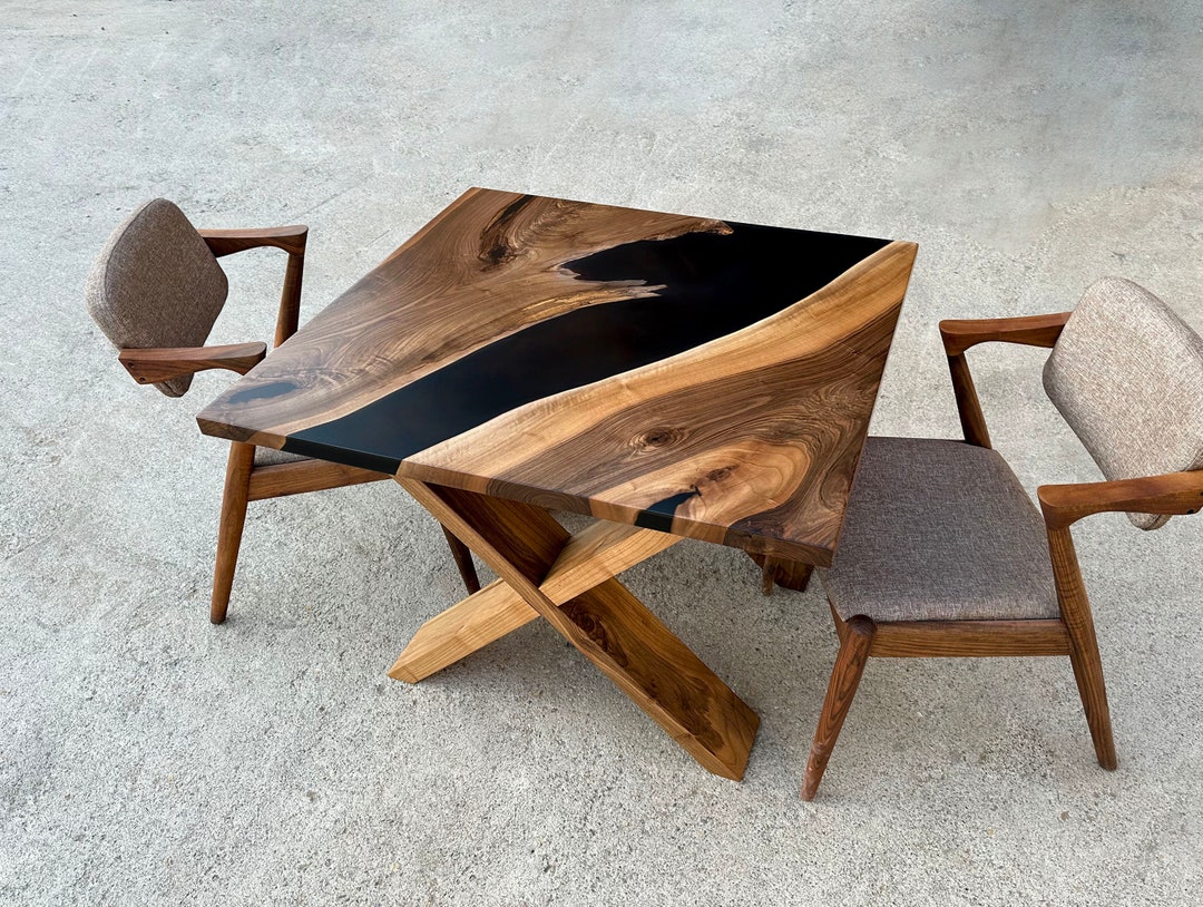 Walnut Epoxy Dining Table Walnut Epoxy Desk Walnut Epoxy Etsy