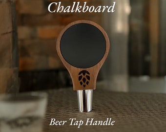 Engraved Walnut Beer Tap Handle: Chalkboard Kegerator Tap