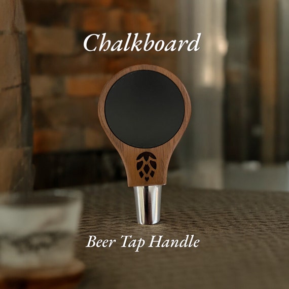 Engraved Walnut Beer Tap Handle: Chalkboard Kegerator Tap