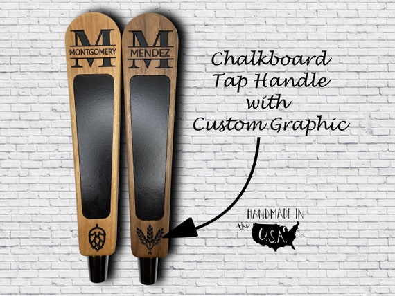 Personalized Chalkboard Beer Tap Handle: Engraved Monogram, Home Bar Gift