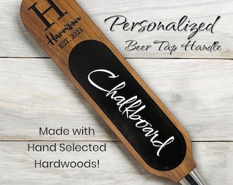 Personalized Beer Tap Handle with Chalkboard - Solid Walnut Hardwood