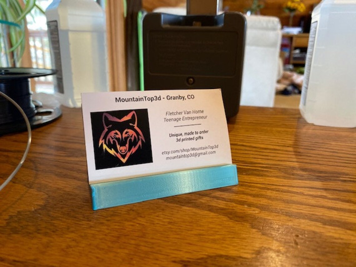 3d Printed Business Card Stand W CUSTOM ENGRAVING Office Etsy