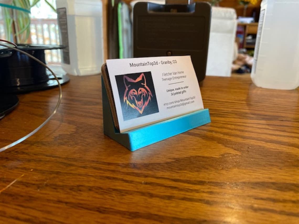 3d Printed Business Card Stand W CUSTOM ENGRAVING Office Etsy