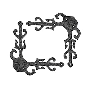 Shristy Hardware &quot;Jesse&quot; Black Antique Iron Dummy Corner Door Strap/L-Bracket