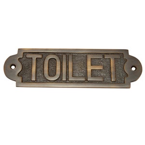 Shristy Hardware « Toilettes » Plaque de porte en laiton pour porte d'entrée - Plaque d'enseigne en laiton pour porte de toilette faite main