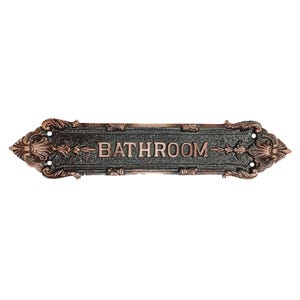 Shristy Hardware "Bathroom" Brass Decorative Door Sign Plaque for Front Door - Handmade Custom Engraved Bathroom Brass Sign Plate for Doors