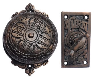 Handmade Brass Twist Doorbell, Victorian Brass Twist Doorbell,Vintage Mechanical Doorbell-Antique Copper Finish