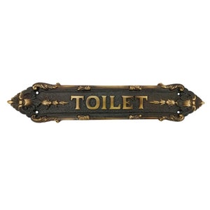 Shristy Hardware "Toilet" Brass Decorative Door Sign Plaque for Front Door - Handmade Custom Engraved Toilet Brass Sign Plate for Doors