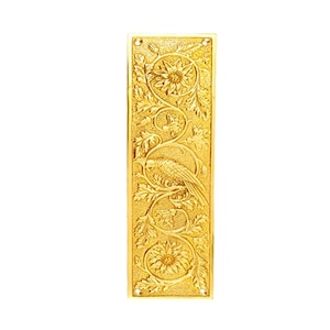 Plaque de poussée de porte en laiton faite main : plaque décorative d&#39;oiseau floral