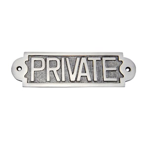 Plaque de porte en laiton « Private » Shristy Hardware pour porte d'entrée - Plaque d'enseigne privée en laiton pour porte fait main