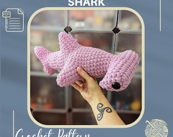 Gus The Hammerhead Shark Crochet Amigurumi No Sew Pattern - Instant Download, Digital, PDF
