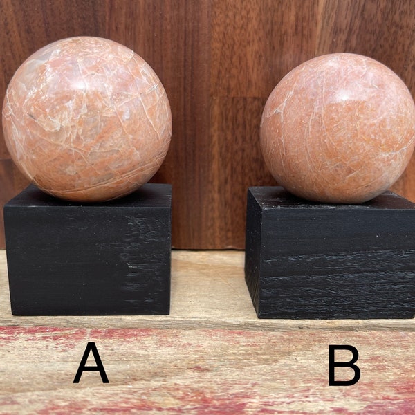 Peach Moonstone Sphere - 55mm - PEACH - and 50mm with basic stand may be different from pictured