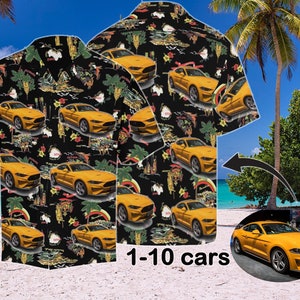 Hawaiian Shirt with Car Pattern, Car Custom Photo Hawaiian Shirt, Muscle Car Lovers Gifts, Car Lovers Birthday Present, Father&#39;s Day Gift