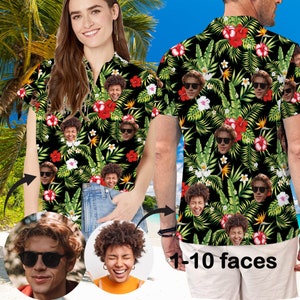 Hawaiian Shirt with Faces, Couples Matching Hawaiian Shirts, Custom Hawaiian Shirt for Men and Women, Honeymoon Gift, Father&#39;s Day Gift