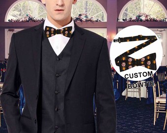 Custom Halloween Bow Tie, Customized Bow Tie for Banquet, Special Custom Bow Ties with Face, Personalized Gift for Boyfriend, Personal Gifts