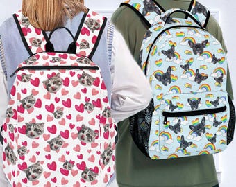 Personalized Pet Face Backpack,Custom Kids/Adults Back to School