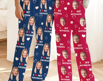 Custom Photo Pajama Pants,Personalized Couple Matching Pajamas