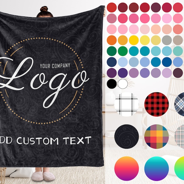 Custom Logo Blanket, Personalized Text Blanket Gift, Custom Fleece Blanket, Anniversary Gift, Birthday Gift, Souvenir