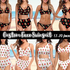 Custom Photo Swimsuit, Face Swimsuit Bikini Woman, Bikini Top, Bikini Bottom, Bachelorette Party, Custom Bathing Suit